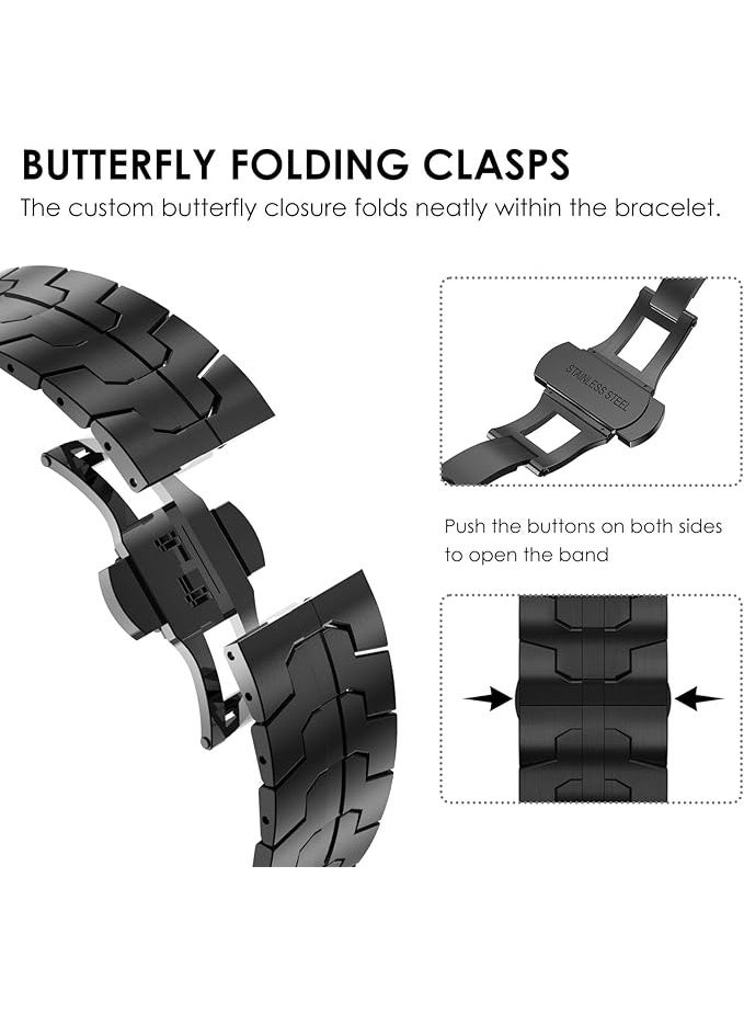 حزام الفولاذ المقاوم للصدأ ، مناسب لأحزام الساعة ، حزام معدني ، مع مشبك قابل للطي - Image 3